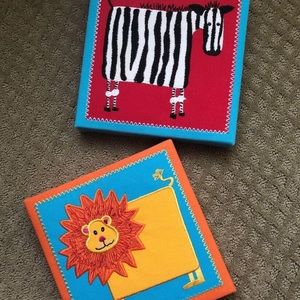 Square Zebra and Lion Appliqué Pictures